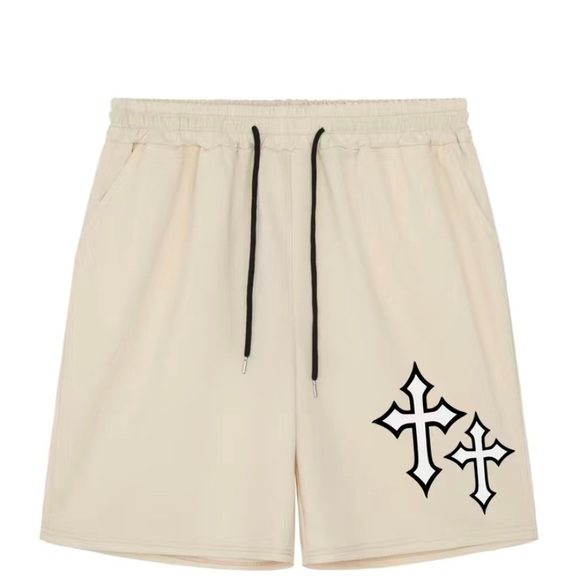 Men’s Stylish Loose Shorts, Cross Drawstring print. - Picture 4 of 12